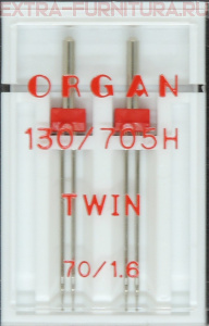 Иглы Organ двойные для БШМ № 70/1,6, уп.2шт.