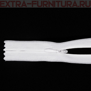 Молния потайная № 3, 50 см, цв.  101 белый п/э пл.9,3 гр/м
