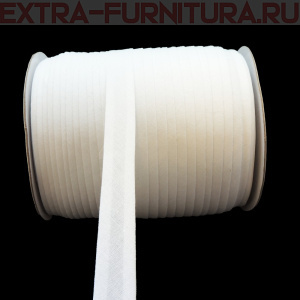 Косая бейка х/б  15мм 132м цв. 001 белый