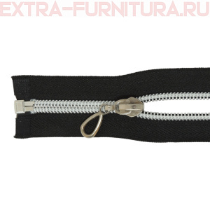 Молния спираль декор Т7 40см цв.черный/серебро