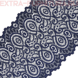 Кружево-стрейч TBY.L1351 шир.180мм цв.006 темно-синий (уп.25м)