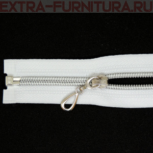 Молния спираль декор Т5 55см цв.белый/серебро MaxZipper