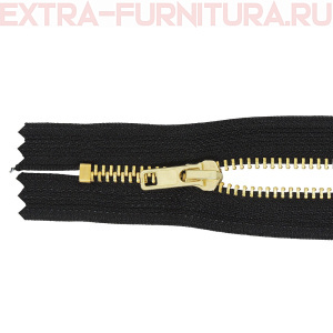 Молния джинсовая № 4, 18 см, латунь, цв.322 черный