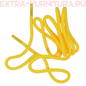 Шнурки круглые 150см, шир.6мм, цв.110 желтый, пласт.наконечник, уп.100шт