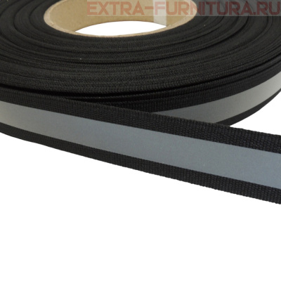 Стропа светоотражающая TBY отр.R200-280 шир.20мм, арт.SV.ST20b цв. черный уп.50м