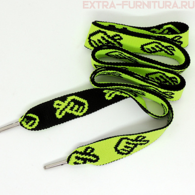 Шнурки плоские 130см, шир.23мм, Ручка, цв.салатовый